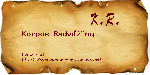 Korpos Radvány névjegykártya